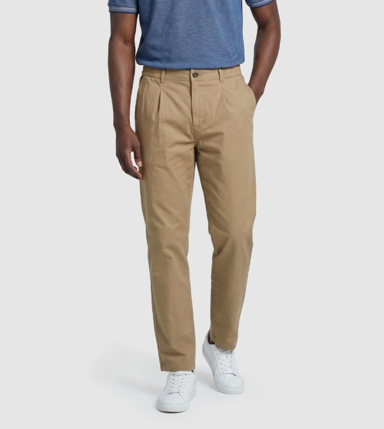 Solid Pleated Detail Loose Fit Pants