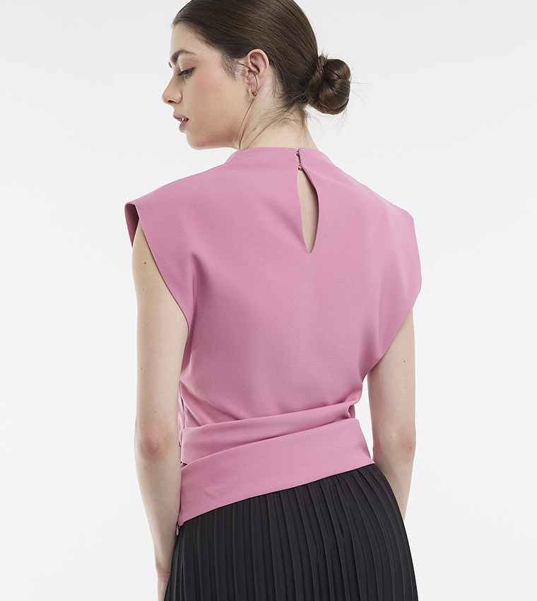 Solid High Neck Extended Sleeves Top