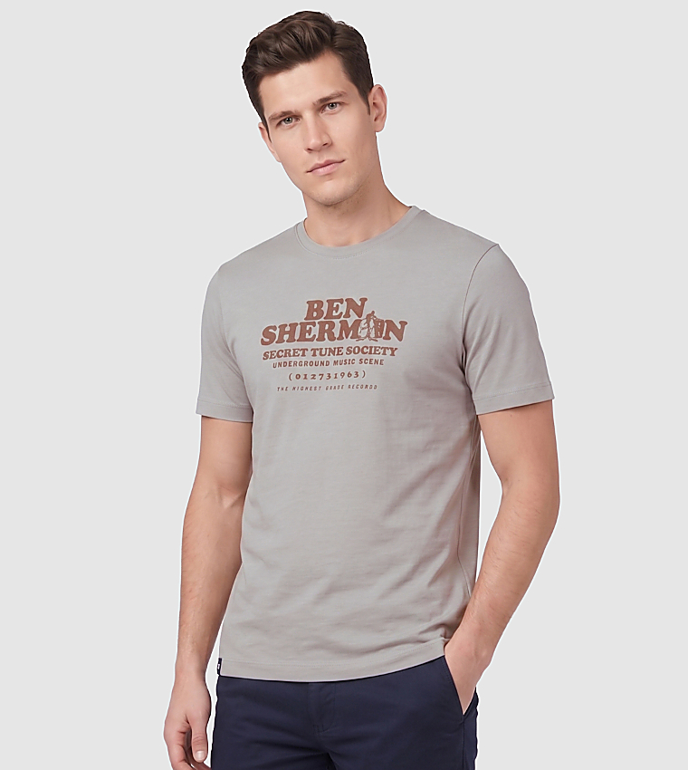 Ben Sherman  Round Neck T-Shirts - Grey Round Neck T-Shirts