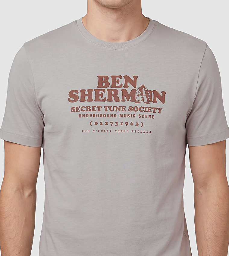 Ben Sherman  Round Neck T-Shirts - Grey Round Neck T-Shirts