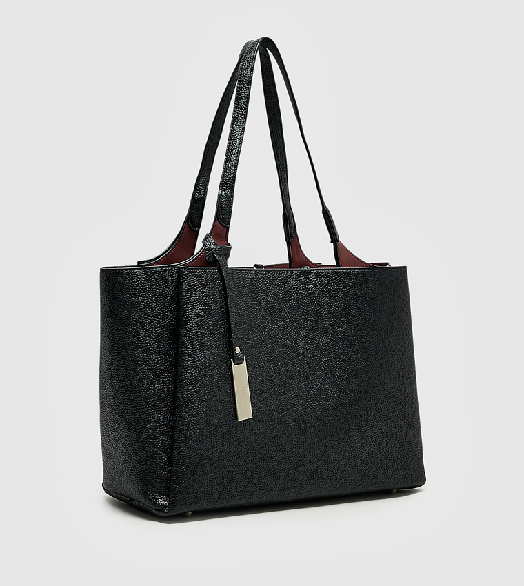 Textured Zip Tote Bag, Medium