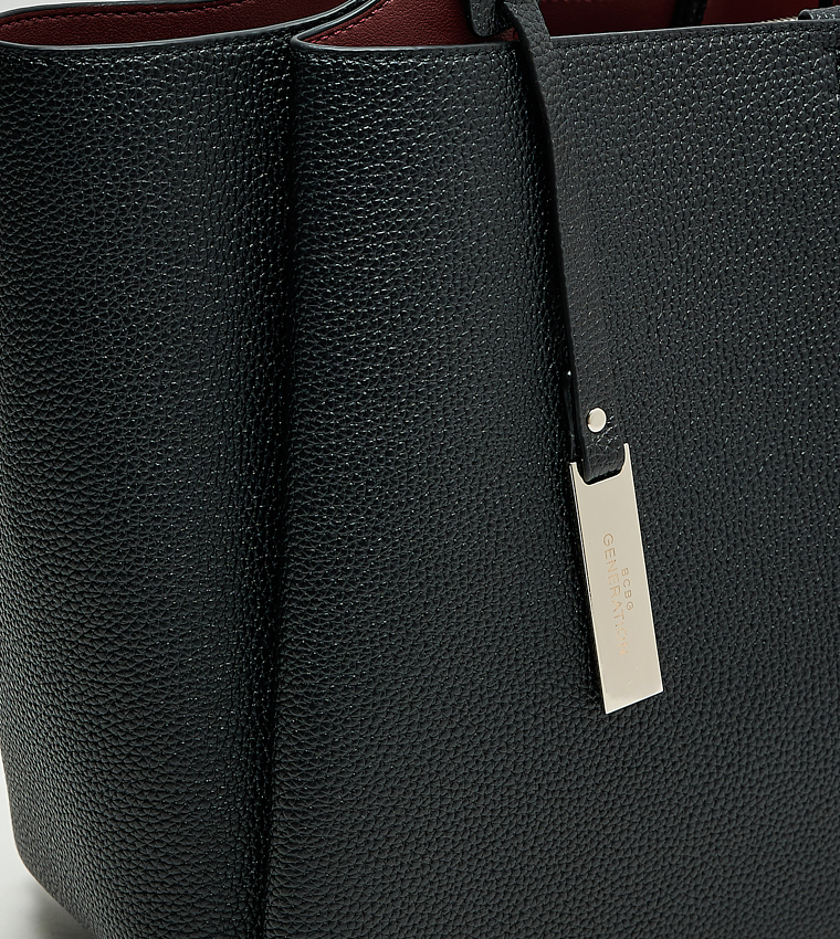 Textured Zip Tote Bag, Medium