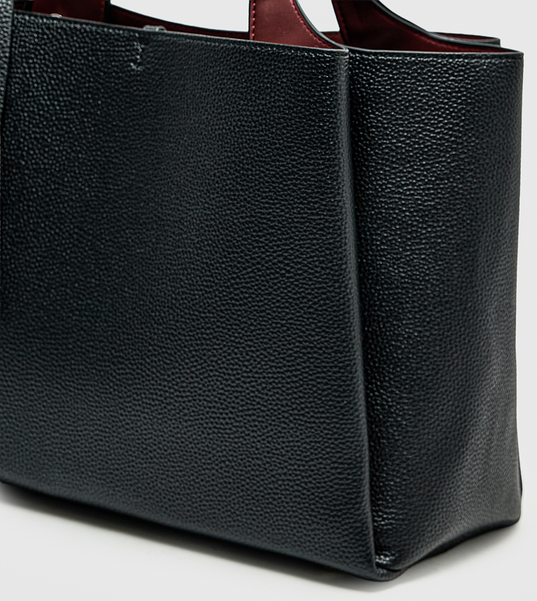 Textured Zip Tote Bag, Medium
