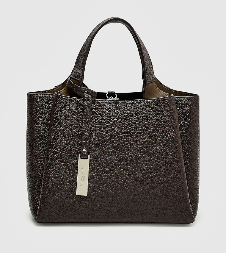 Textured Zip Tote Bag, Medium