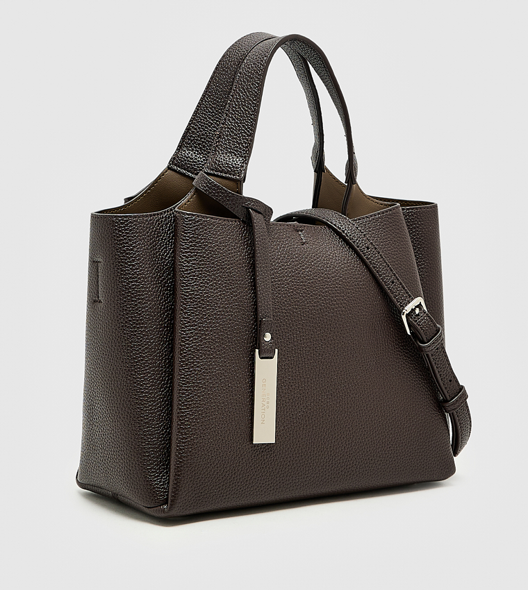 Textured Zip Tote Bag, Medium