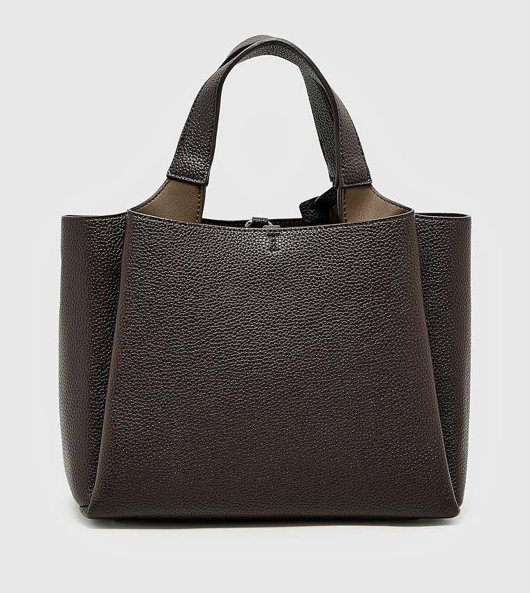 Textured Zip Tote Bag, Medium