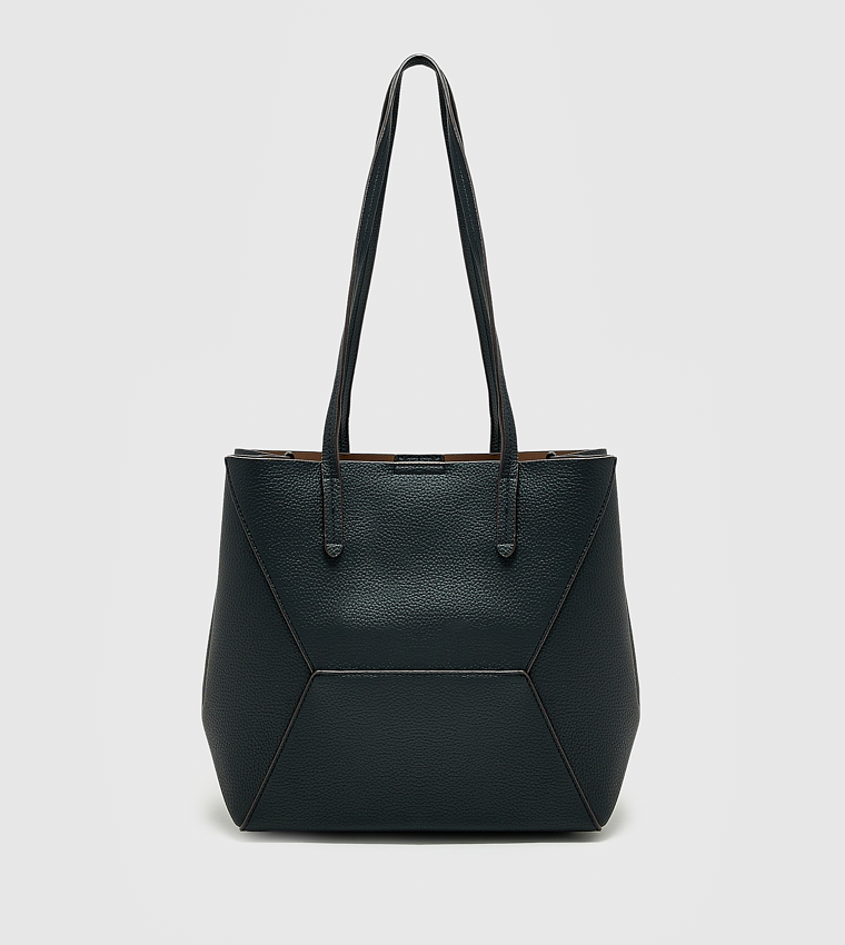 Textured Snap Button Tote Bag Set, Medium