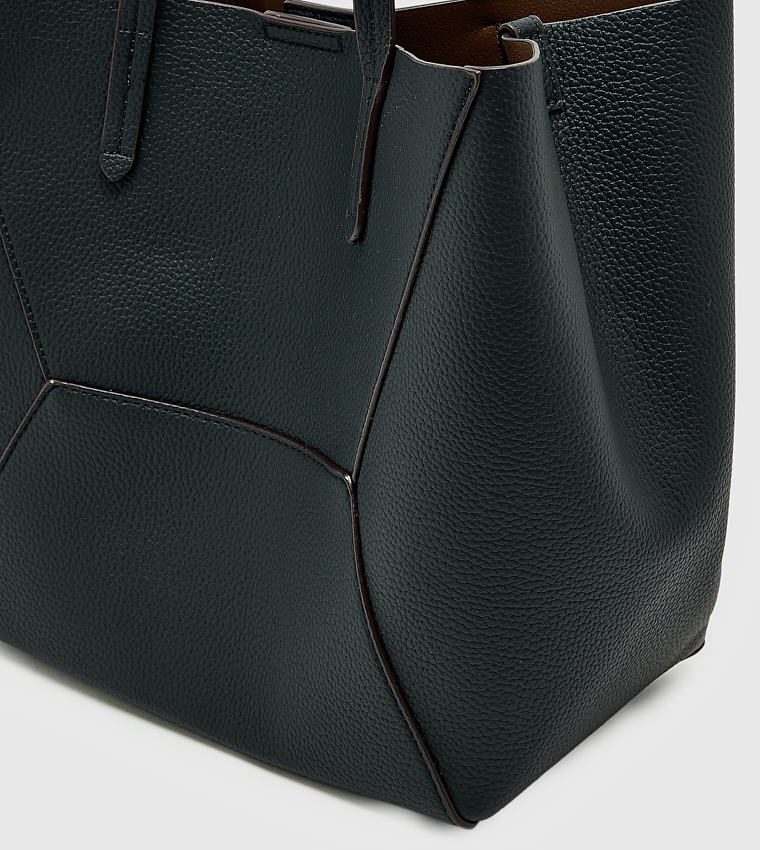 Textured Snap Button Tote Bag Set, Medium
