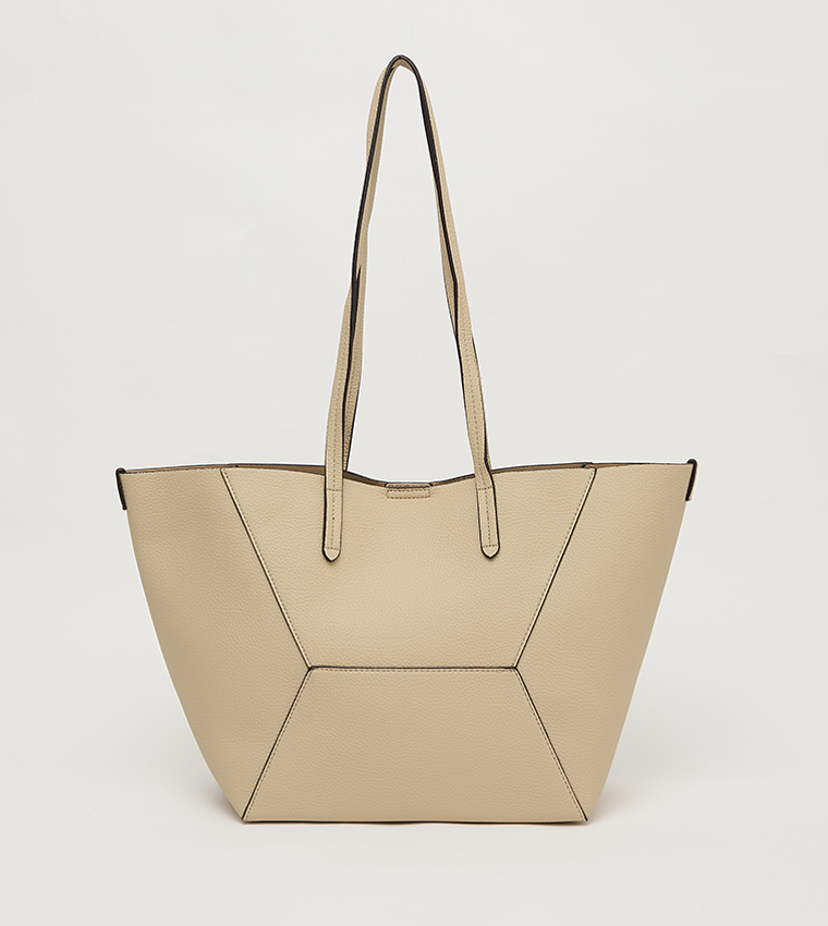 Textured Tote Bag with Pouch