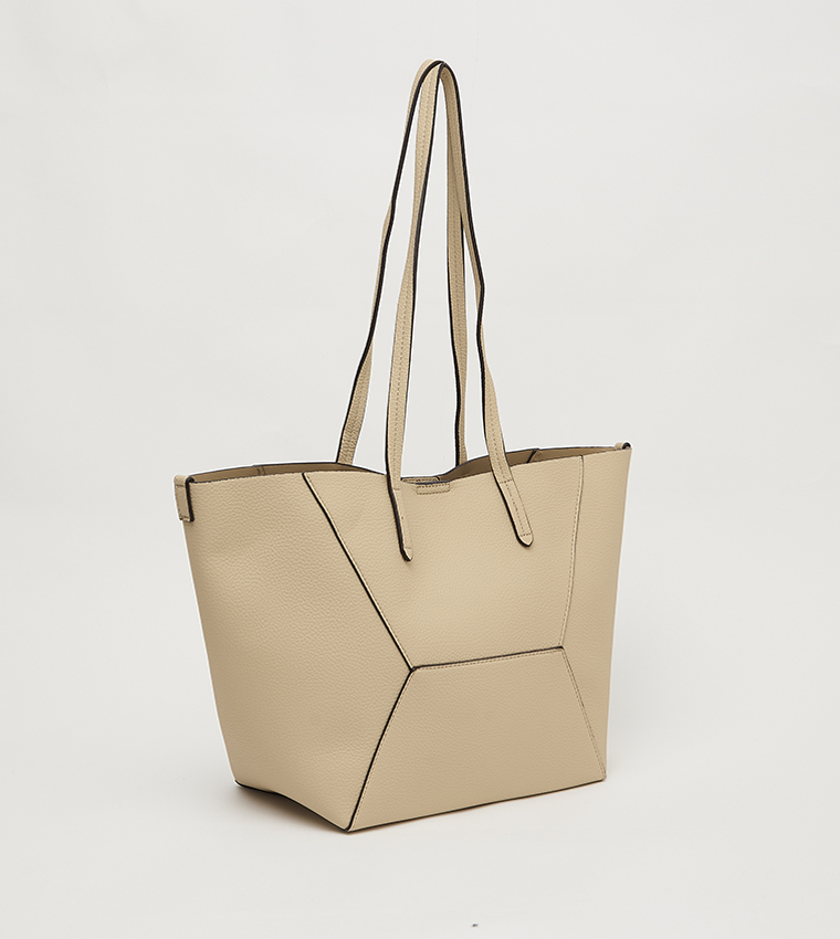 Textured Tote Bag with Pouch