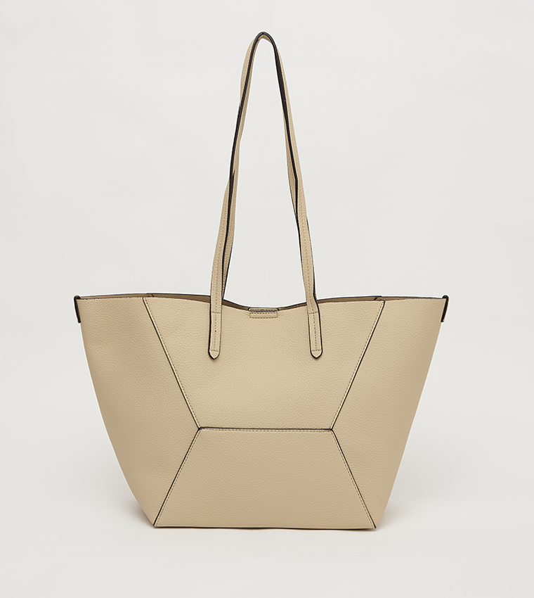 Textured Tote Bag with Pouch