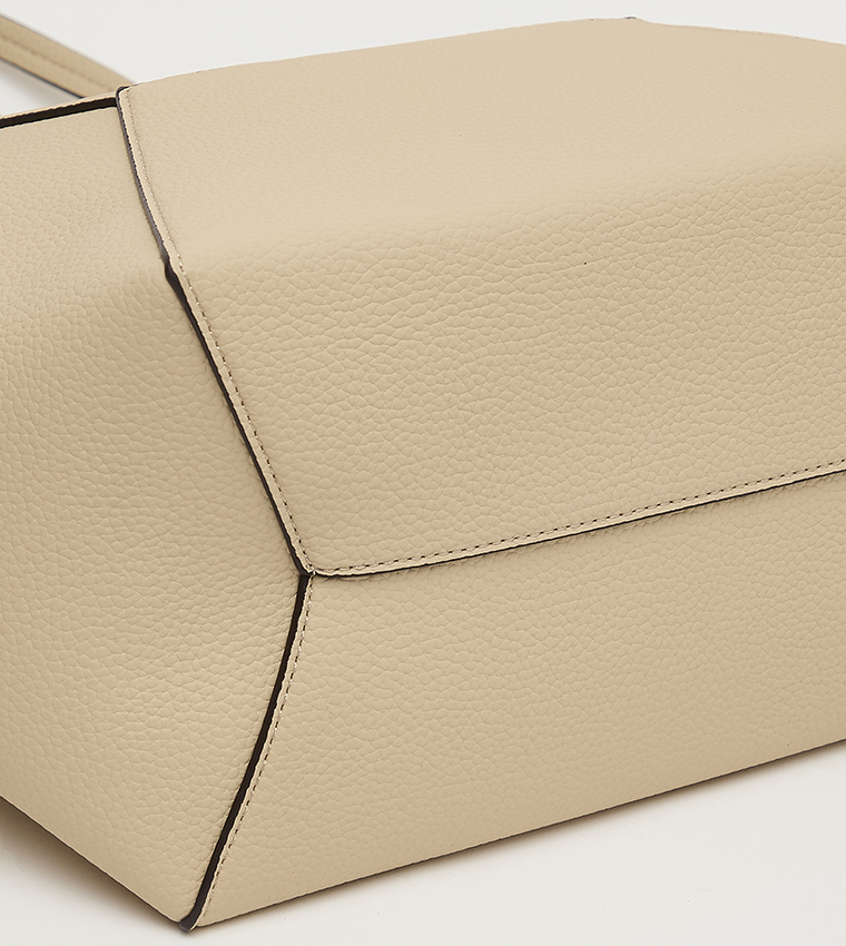 Textured Tote Bag with Pouch