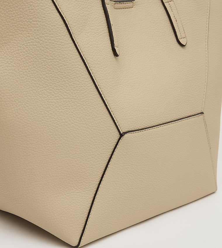 Textured Tote Bag with Pouch