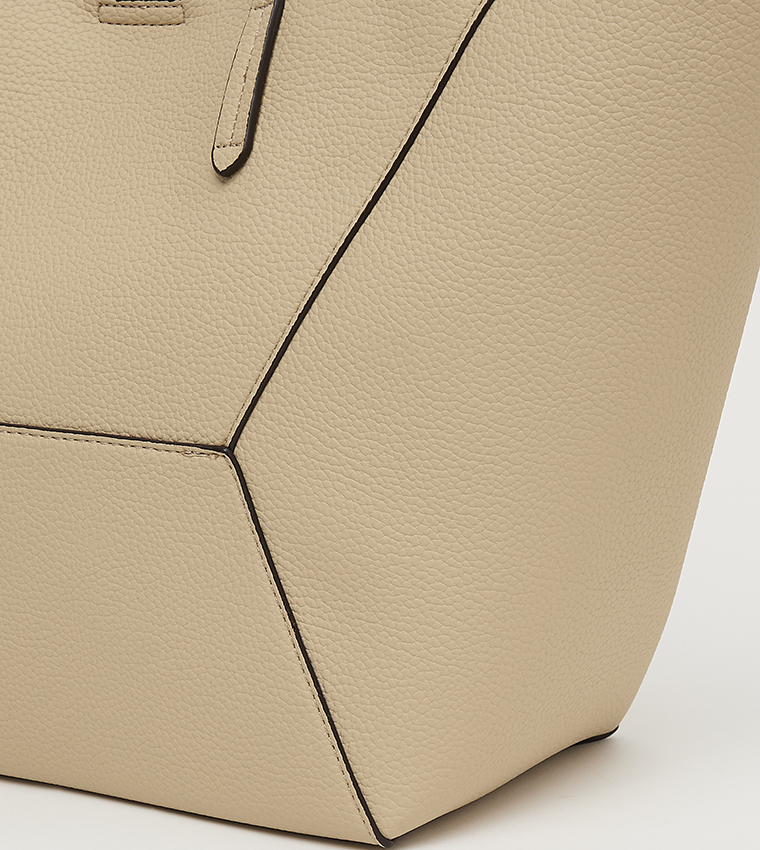 Textured Tote Bag with Pouch