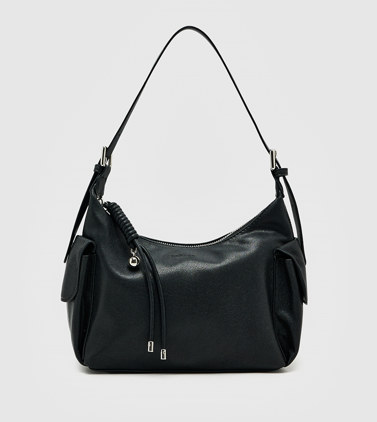 Textured Zipper Shoulder Bag, Small