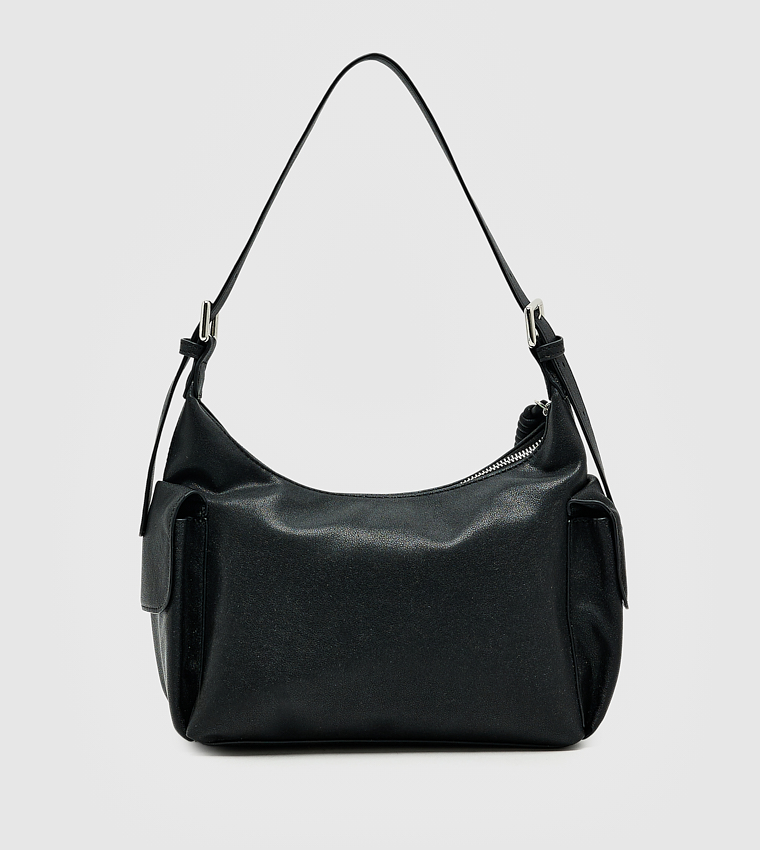 Textured Zipper Shoulder Bag, Small