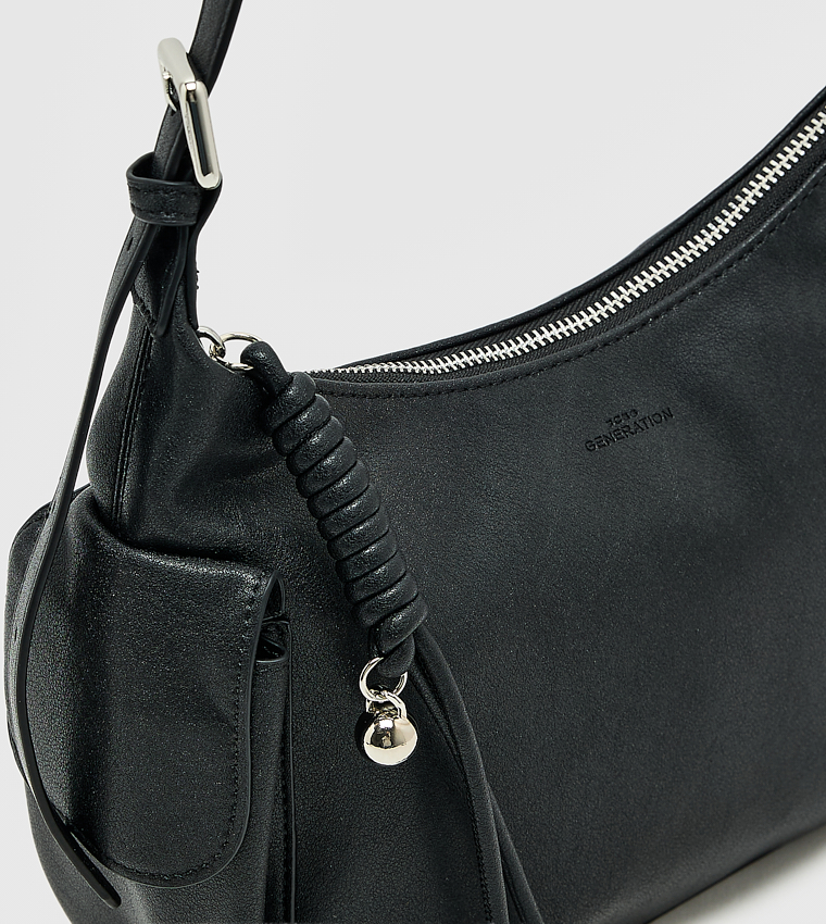 Textured Zipper Shoulder Bag, Small