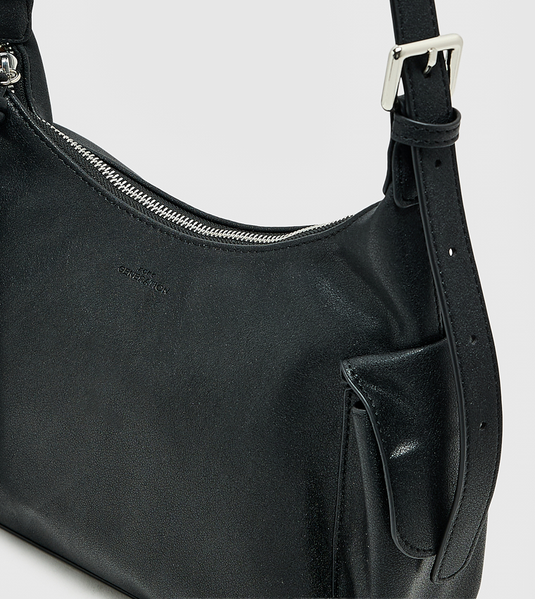 Textured Zipper Shoulder Bag, Small