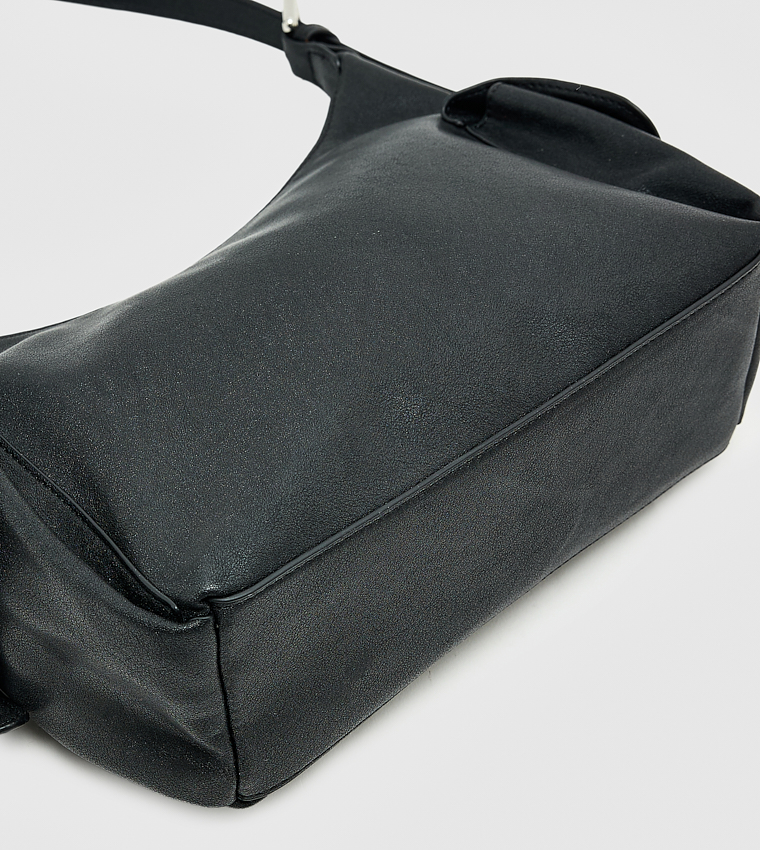 Textured Zipper Shoulder Bag, Small