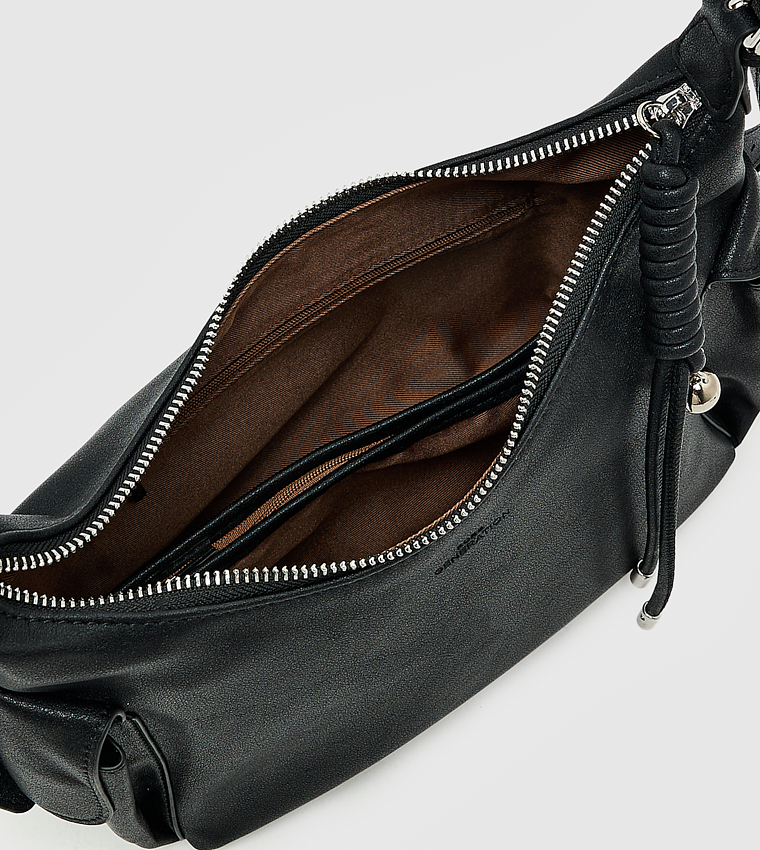 Textured Zipper Shoulder Bag, Small
