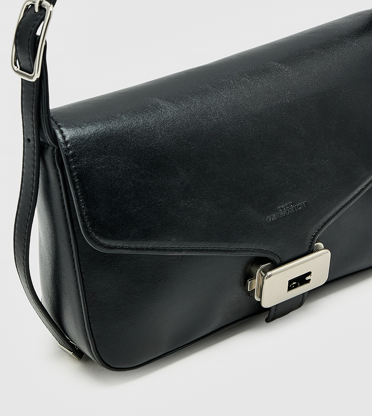 Solid Twist Lock Shoulder Bag, Small