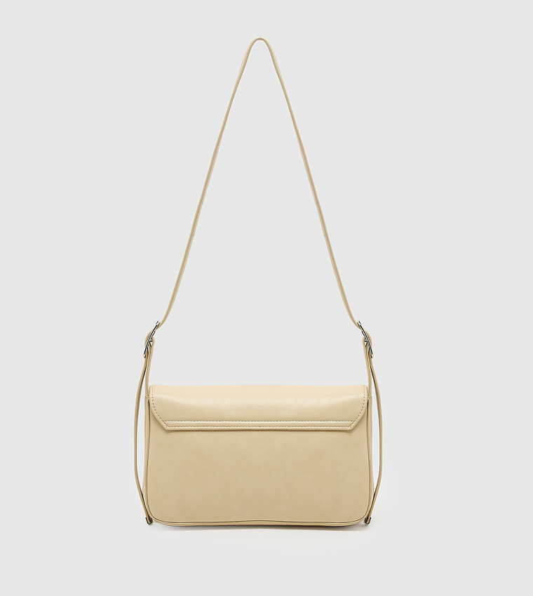 Solid Push Lock Shoulder Bag, Small