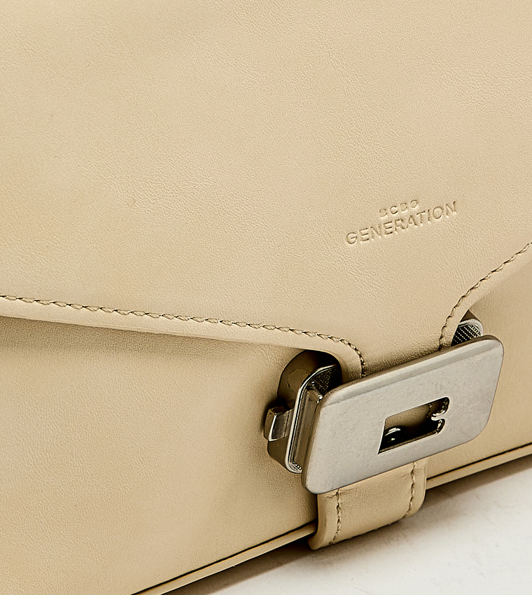 Solid Push Lock Shoulder Bag, Small