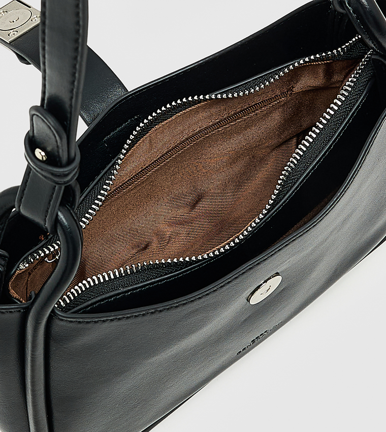Solid Push Lock Shoulder Bag, Small