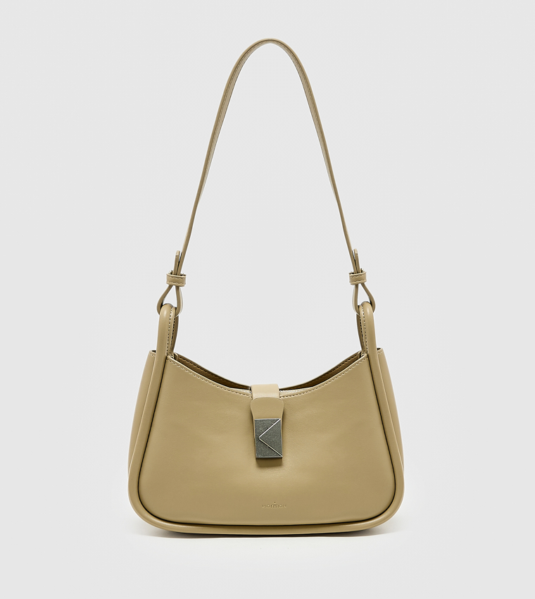 Solid Zip Shoulder Bag, Small