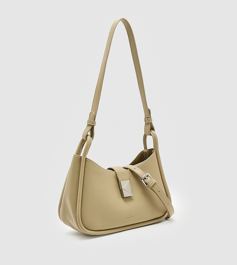 Solid Zip Shoulder Bag, Small