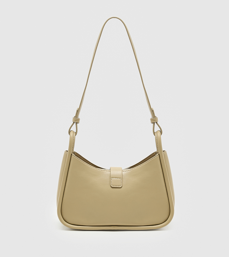 Solid Zip Shoulder Bag, Small