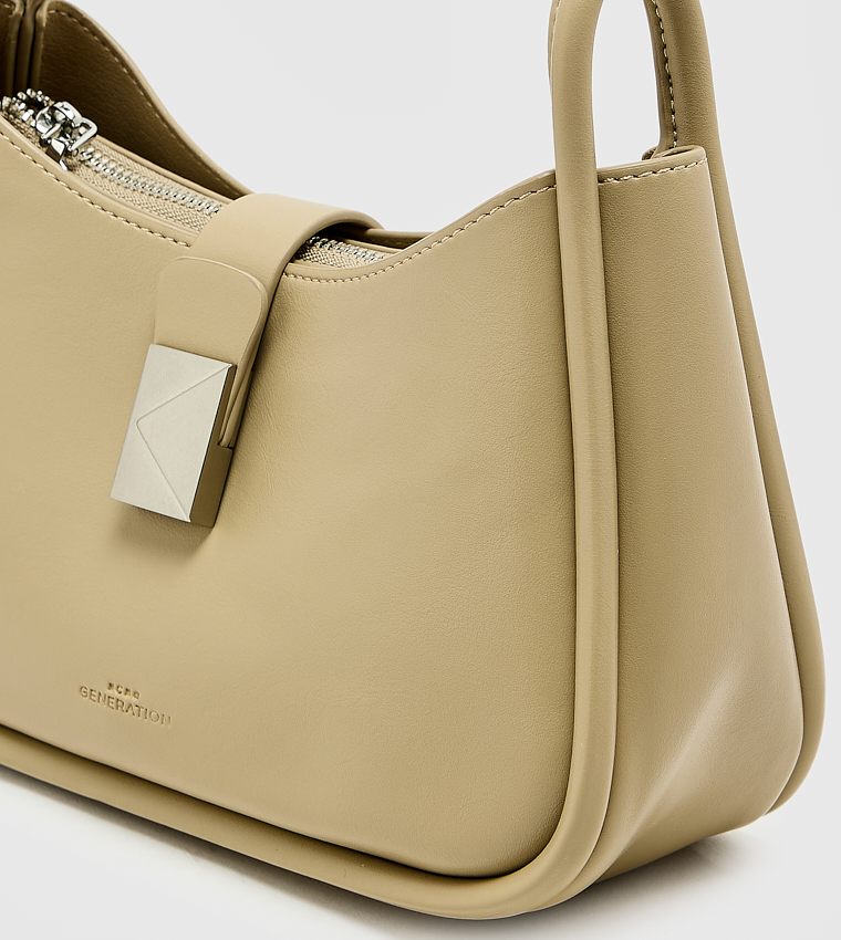 Solid Zip Shoulder Bag, Small