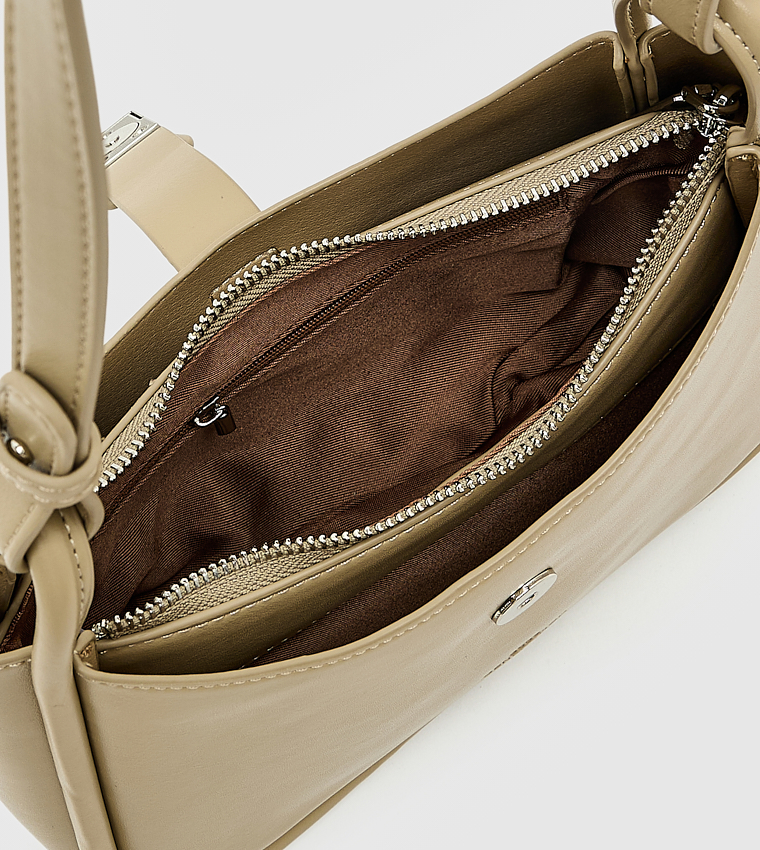 Solid Zip Shoulder Bag, Small