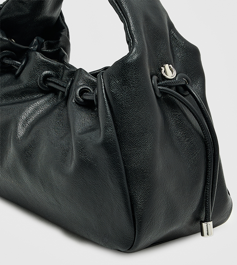 Textured Drawstring Handheld Bag, Small