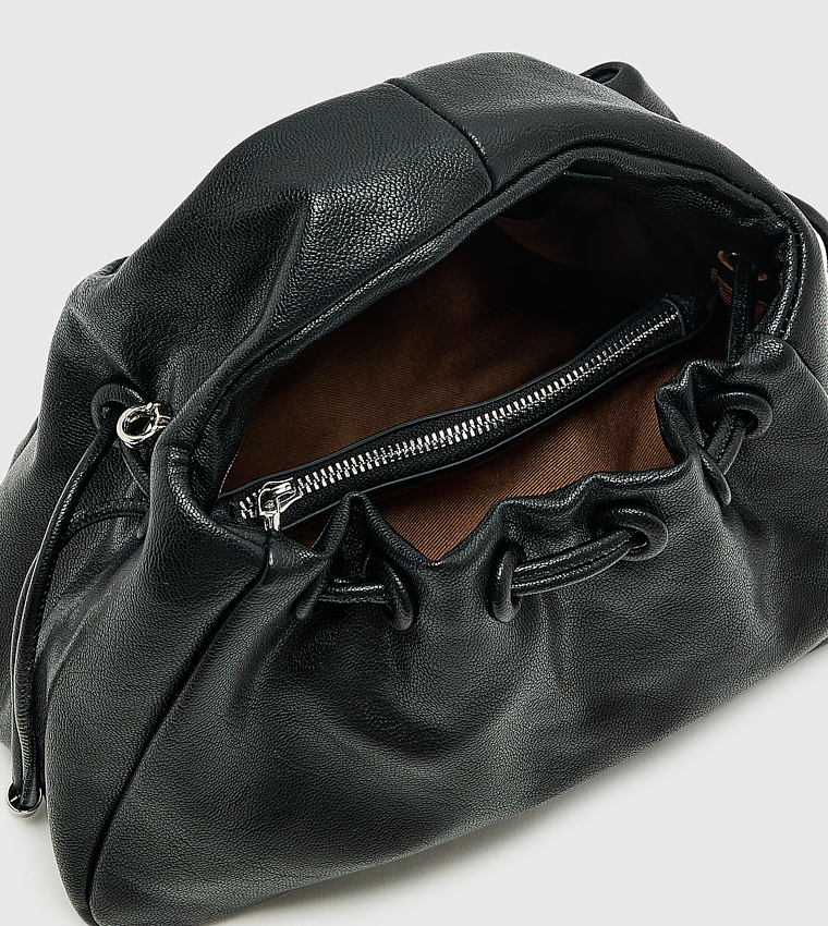 Textured Drawstring Handheld Bag, Small