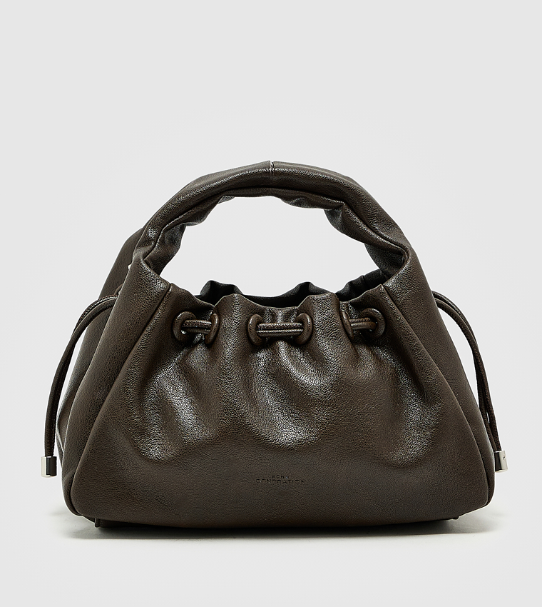 Textured Drawstring Handheld Bag, Small