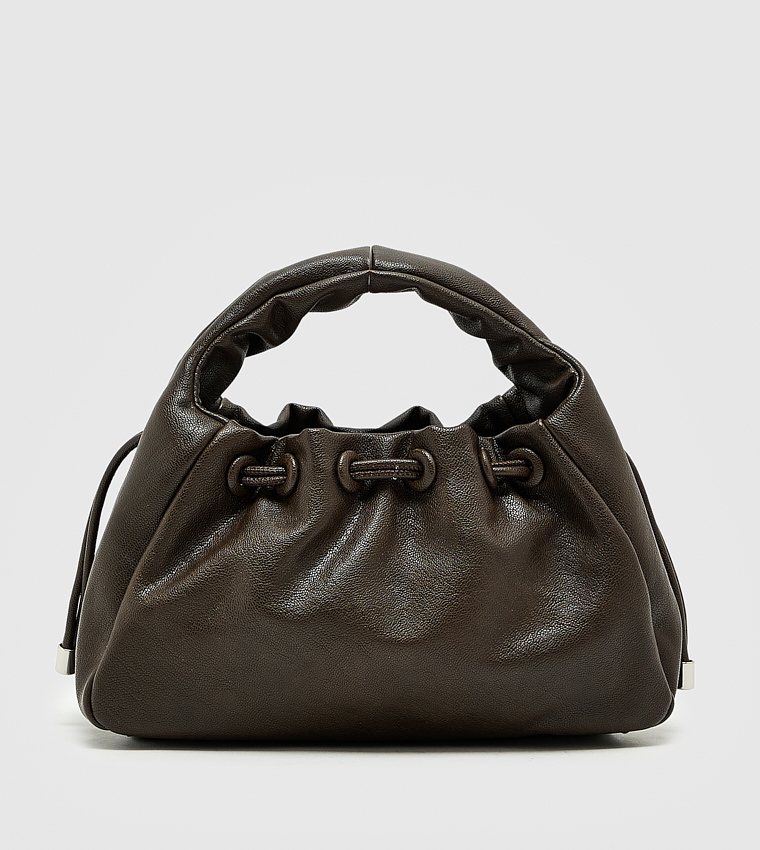 Textured Drawstring Handheld Bag, Small