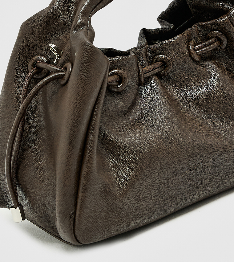 Textured Drawstring Handheld Bag, Small