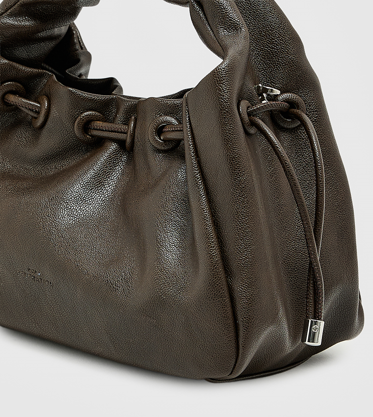 Textured Drawstring Handheld Bag, Small