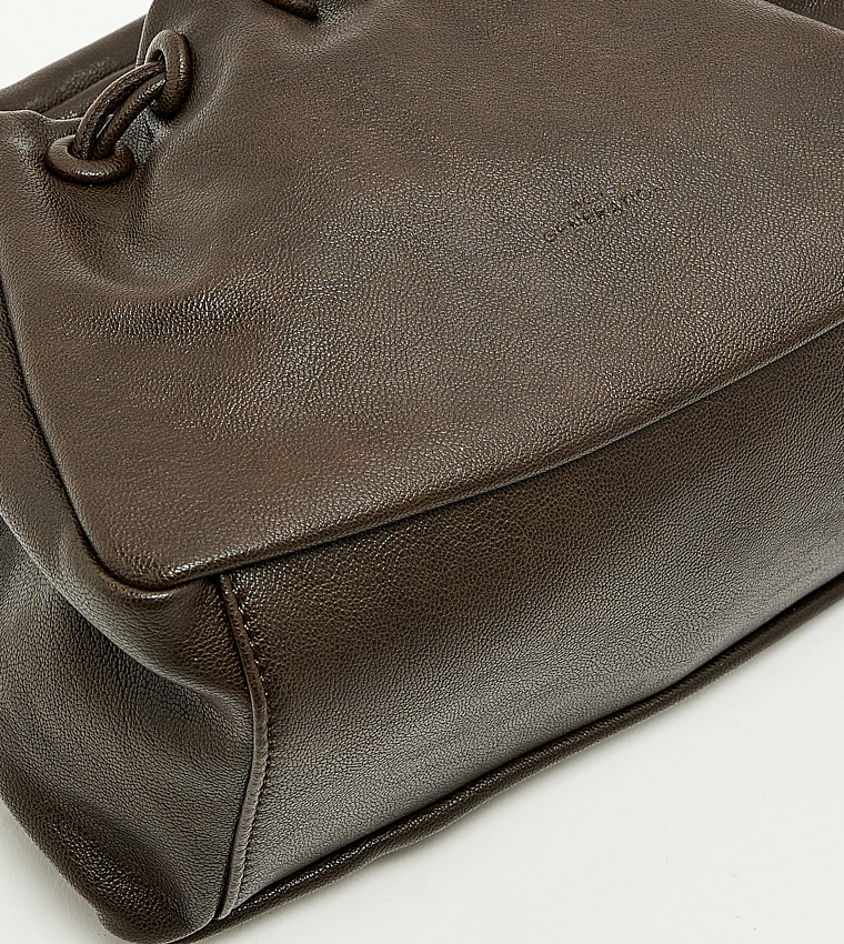 Textured Drawstring Handheld Bag, Small