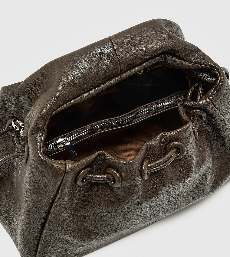 Textured Drawstring Handheld Bag, Small