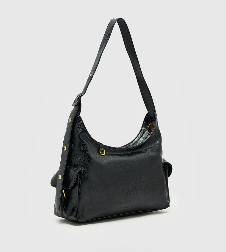 Textured Zip Shoulder Bag, Small