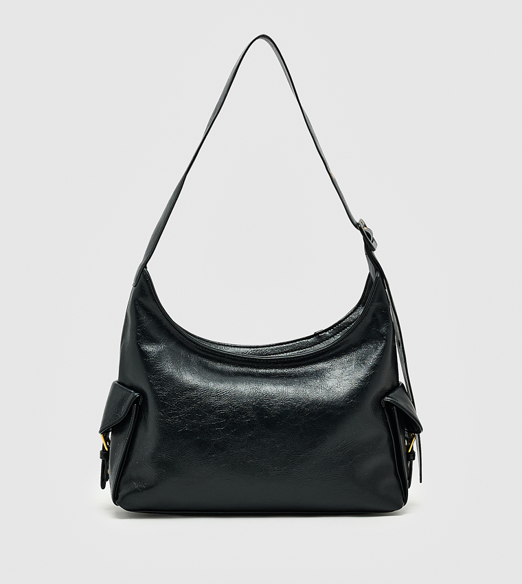 Textured Zip Shoulder Bag, Small