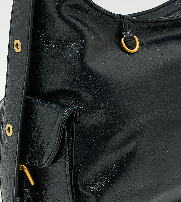 Textured Zip Shoulder Bag, Small