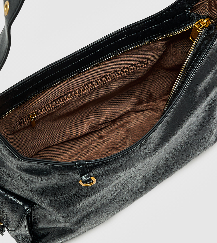 Textured Zip Shoulder Bag, Small