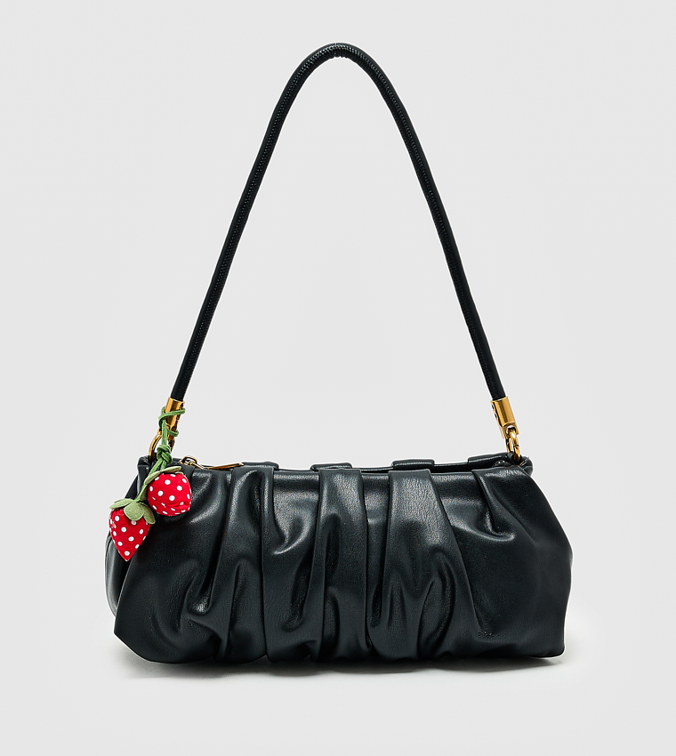 Ruched Zip Shoulder Bag, Small