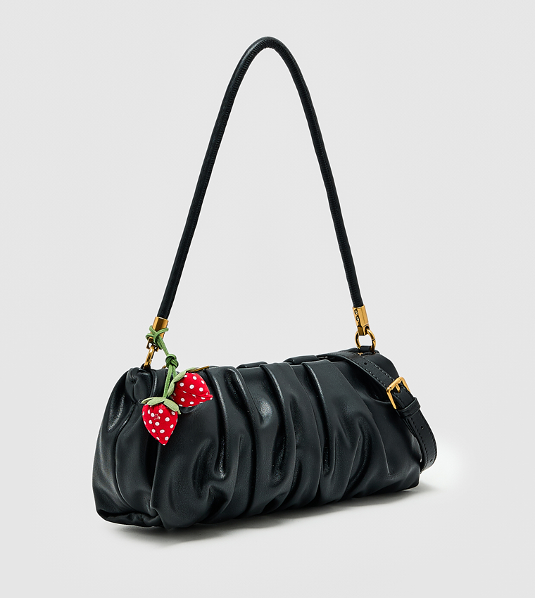 Ruched Zip Shoulder Bag, Small
