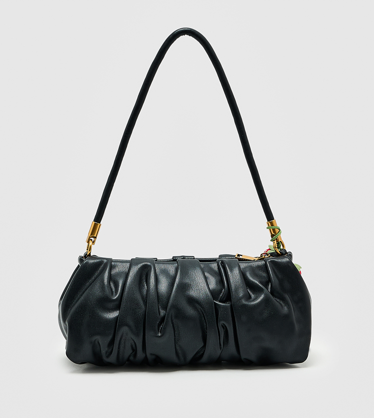 Ruched Zip Shoulder Bag, Small