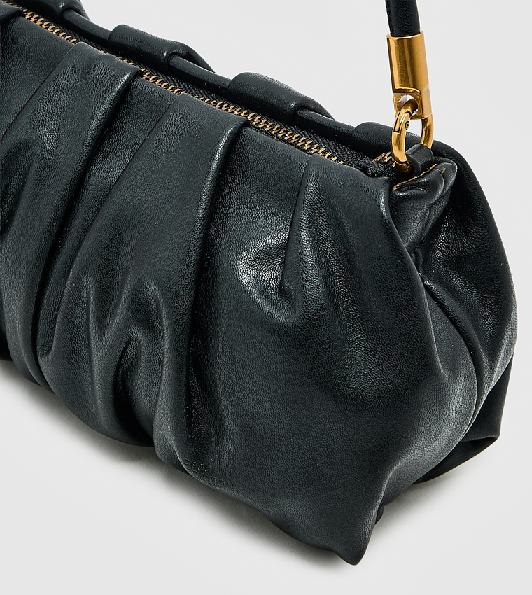 Ruched Zip Shoulder Bag, Small