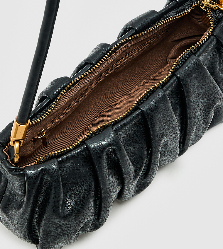 Ruched Zip Shoulder Bag, Small